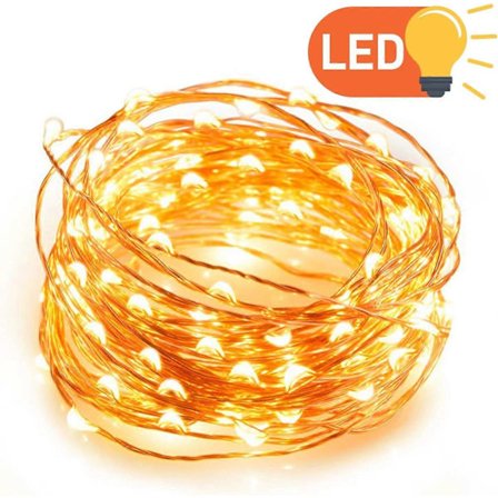 Adoric USB LED-lysstreng | Kobbertråd 10M 100 stk | Vanntett IP65 | med USB-port Stemningslys Lysstreng for innendørs og utendørs, jul, rom