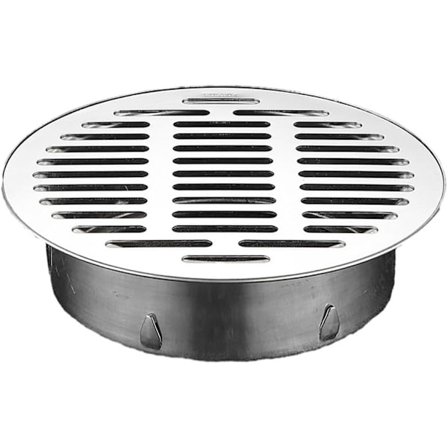 Runt golvbrunn i rostfritt stål med stor diameter 160 mm