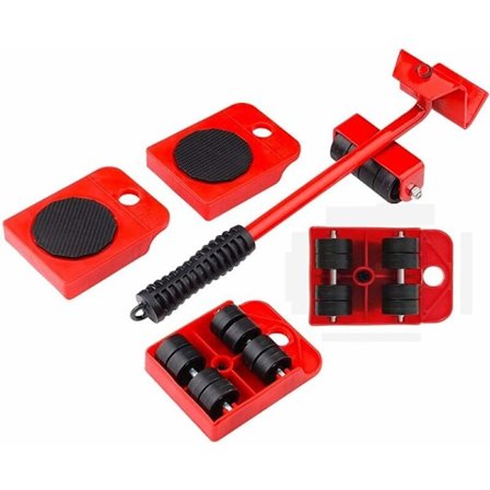 Möbelflyttningssats, Ansträngningslös Möbelflyttningssats för tunga möbler, Triomphe 5-delad Möbelspaksats och Vagnsats på hjul, Maxbelastning: 150 kg