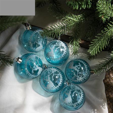 Print Snötryck Julbollsdekor 6 St Xmas Ornament