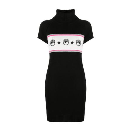 Chiara Ferragni Collection, Maxilogo Short Sleeve Mini Dress Zwart, Dames, Maat:M