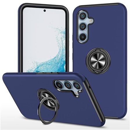 Samsung Galaxy S25 / S24 Hybrid skal med Finger Ring - MörkBlå