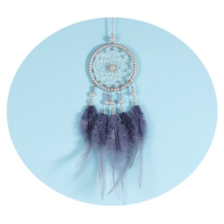 Liten drömfångare med blå eller vit sten & fjädrar, drömfångare halsband, hänge att hänga i bilen, present till vänner eller familj