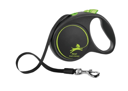 Flexi - Rullebånd Black Design Tape, 5m, L, maks 50kg, Grønn - Hund - Halsbånd - ZOO.no