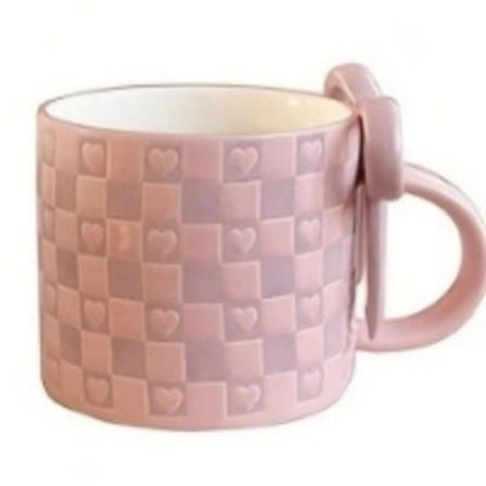 Hjerteformet delikat sløyfekopp, en keramisk vannkopp og kaffekopp av høy verdi for jenter, perfekt som gave.