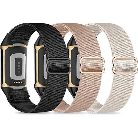 3 elastiska armband, kompatibla med Fitbit Charge 5/Fitbit Charge 6 armband för män och kvinnor, andningsbara och justerbara E