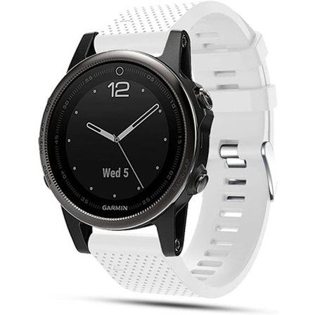 Hvit, 20mm silikonrem, erstatningsrem for Fenix ​​5S/Fen