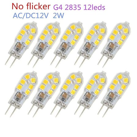 10 stk. 2W G4 LED Pære SMD2835 12LEDs Bi-pin Sockel 12V