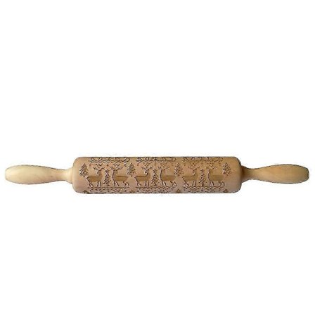 Hirvikuvioinen kohokuvioitu puinen kaulin leivonnan koristeluun