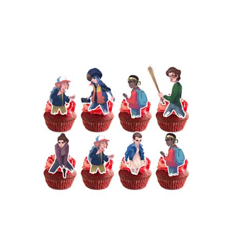 24 stk. Stranger Things Cupcake Toppers Festutstyr Bursdagsdekorasjoner