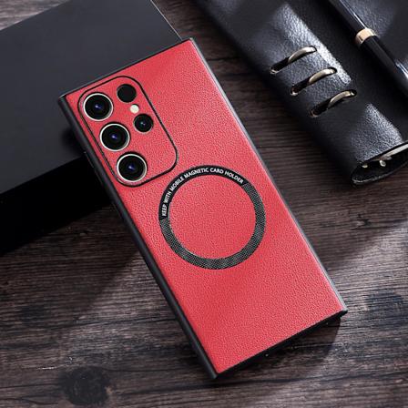 Til S24 Ultra Leahter Etui, Magnetisk Etui Kompatibel Samsung Galaxy S24 Ultra Magsafe Trådløs Opladning Beskyttelse Slank Tynd Ed