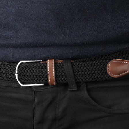 Black Elastic Belt for Men - Elastic Belts