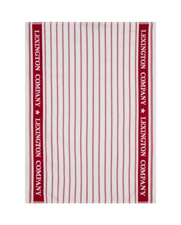 Lexington Striped organic cotton terry kitchen towel, red/white