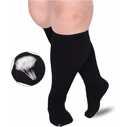 Plus Size 5XL Kompressionsstrumpor - Svarta, Bred Vad, Kompressionsstrumpor för Män och Kvinnor för Va