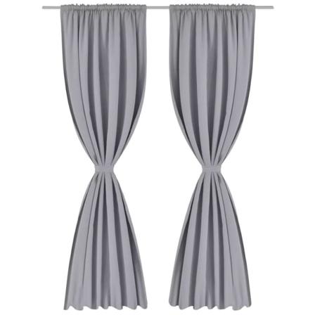 Vidaxl 130376 2 Pcs Grey Slot-headed Blackout Curtains 135 X 245 Grå