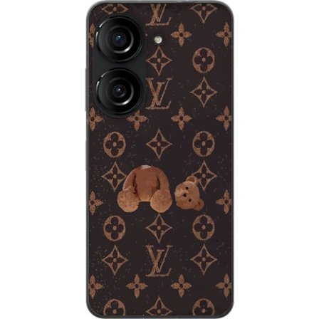 Kompatibelt Mobildeksel til Asus Asus Zenfone 10 Luksuriøst monogramsmønster med ødelagt teddybjørn i mørk moteestetikk