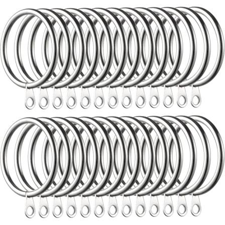 60 stycken gardinringar, metallgardinupphängningsringar för gardiner och stänger, 38 mm innerdiameter (Silver)