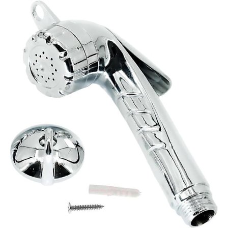 Krom Trigger Håndholdt Brusehoved med Krog, 1/2 Gevind, On/Off Kontrol - Ideel til Badekar JTX