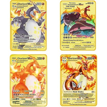 Charizard Vmax Metallkort - 4 stk Ultra Sjeldne Kort Metallkort V Kort/vmax/ex/dx Samlekort - Gaven For Samlere rqbest