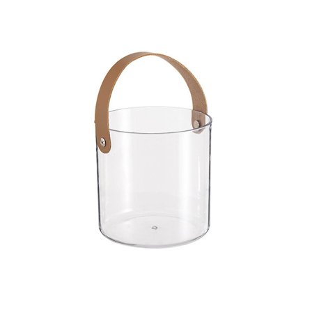 Nordic Portable Plast Fruktskål Transparent Ice Vin Snacks Fruktförvaringskorg Vanligt läder H