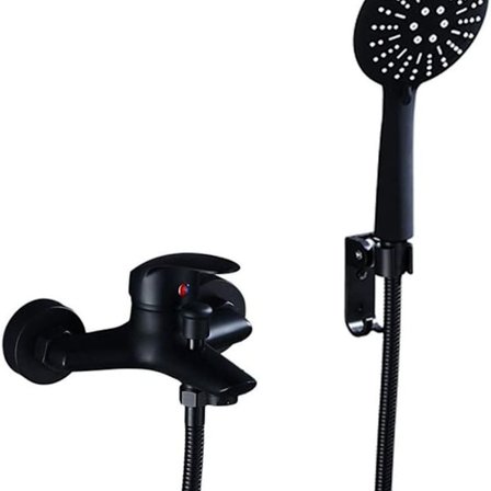 Ammeen hanat, musta suihkusekoitin käsisuihkulla, ulkoinen suihkusekoitin