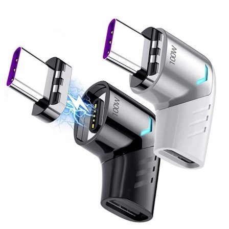 USB-C magnetisk adapter, 2-pak Type-C magnetisk adapter, hurtiglading og