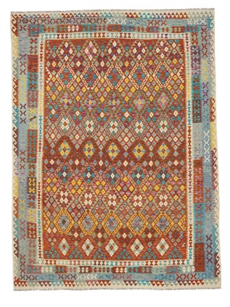 Hand Woven Kilim Afghan Old Style Rug 302X397 Brown/Dark Red