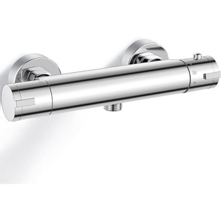 Termostaattinen suihkuhana seinälle asennettava 38°C palovamman estonapilla 150mm keskietäisyys kromi