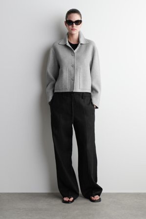 COS Women's Boxy Double-Faced Wool Short Jacket in Grey