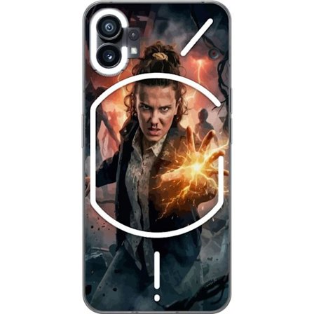 Kompatibelt Mobildeksel til Nothing Nothing Phone (1) Kraftig fantasy-portrett av en ung kvinne med lynenergi og mørk bakgrunn, dramatisk action-insp