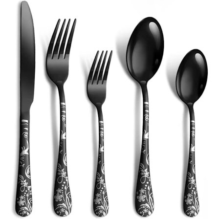 Bestiksæt i rustfrit stål til 4 personer, bestik spejlpoleret, tåler opvaskemaskine, campingbestik 20 dele