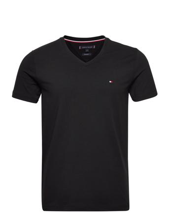 Core Stretch Slim V-Neck Tee T-shirts Short-sleeved Musta Tommy Hilfiger