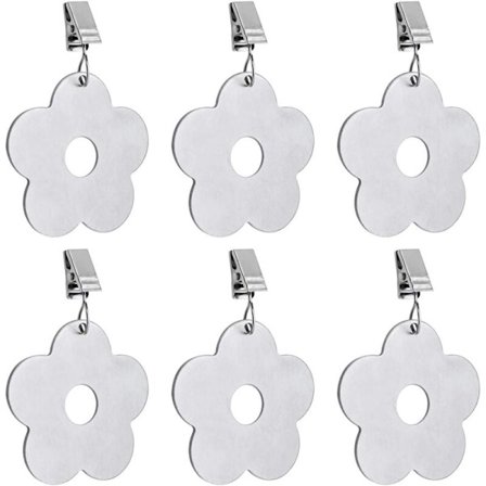 6 stk. dugvægte, dugvægte med klemmer, klokker, tænger, vedhæng, dugvægte til picnic, fest, hjem, have, udendørs