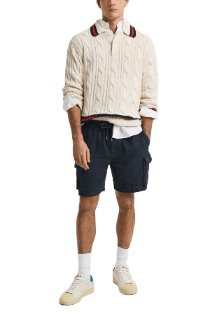 GANT Regular Fit Linen Cargo Shorts Herr Blå L