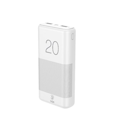 SiGN Ekstremt Kraftfuld QC Powerbank 20000 mAh, 21A - Hvid