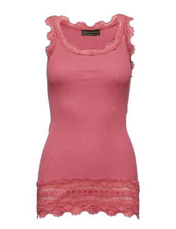 Silk Top W/ Lace T-shirts & Tops Sleeveless Rosa Rosemunde*Betinget Tilbud