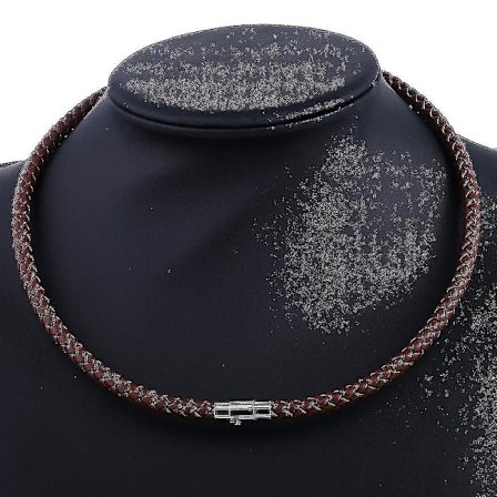 Herre Læder Choker Flettet Reb Kæde Halskæde(6mm 40cm,brun)