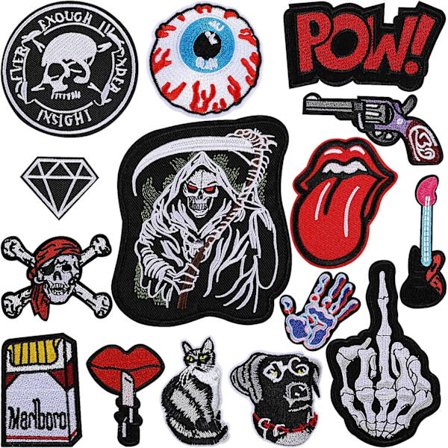 15 stykker kule design broderte stryke-på-lapper, broderi S