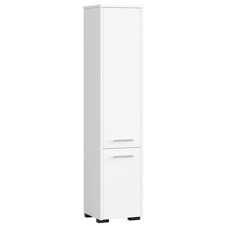 Badrumshylla Vit 140 cm Högkvalitativt Laminat FIN med 5 Hyllor och Utdragbara Dörrar