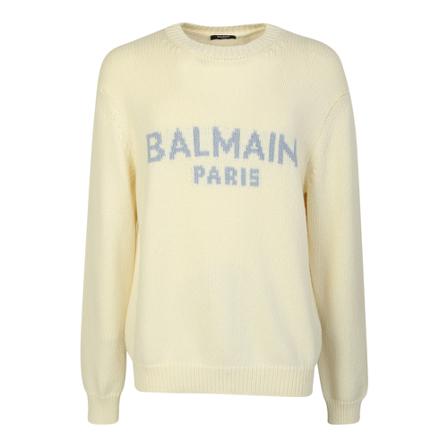 Balmain basic sweater made entirely of wool, practical and casual Hvid, Herre