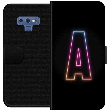 Yhteensopiva Lompakkokotelo Samsung Samsung Galaxy Note9 Minimalistinen neonkirjain A sateenkaarenvärisessä valossa mustaa taustaa vasten modernissa