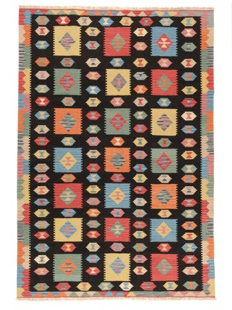 Kilim Qashqai Rug 204X297 Black/Orange Persia