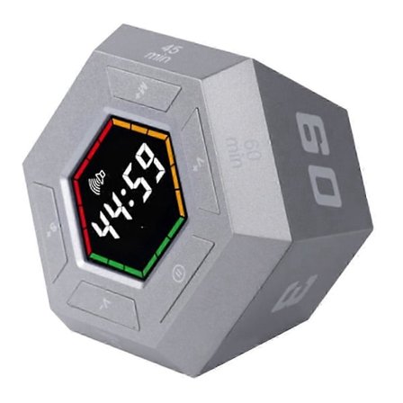 Pomodoro Timer, Produktivitetsur, 3, 5, 15, 30, 45, 60 Minutters Forudindstillet Smart Nedtællingsur, Tidsstyringsværktøj Sølv 2025th