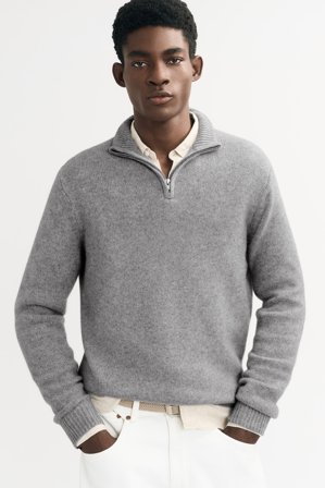 Soft Goat - Men's Chunky Half Zip - XXL - Grey