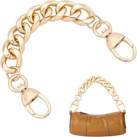 Gull, 1 stk veskeforlengerkjede, 29 cm bred aluminium veskehånd