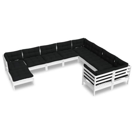 Vidaxl Loungegrupp Med Dynor 10 Delar Vit Massiv Furu Vit