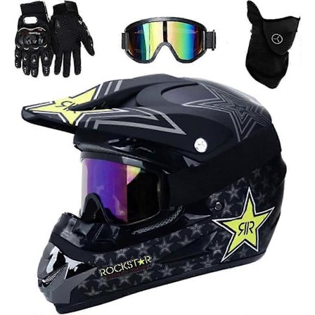 Motorsykkelhjelmer Barn og Voksen Sett, Med Hansker Briller Masker, Menn Helhjelmer AVT MX Motorsykkel Cross Hjelmer Barn Quad Bike Terrengsykkel