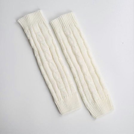 Vinterstrikkede varme ull-leggings Vintage Lingge Ensfargede termiske varme lange sokker Fluffy benvarmere Dame