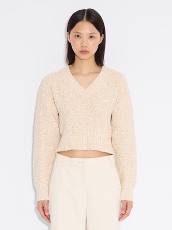 Holzweiler Resort Cropped V-Neck - Sand Mix - Women's - Small