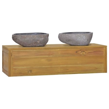 vidaXL Väggmonterat badrumsskåp 110x45x30 cm massiv teak